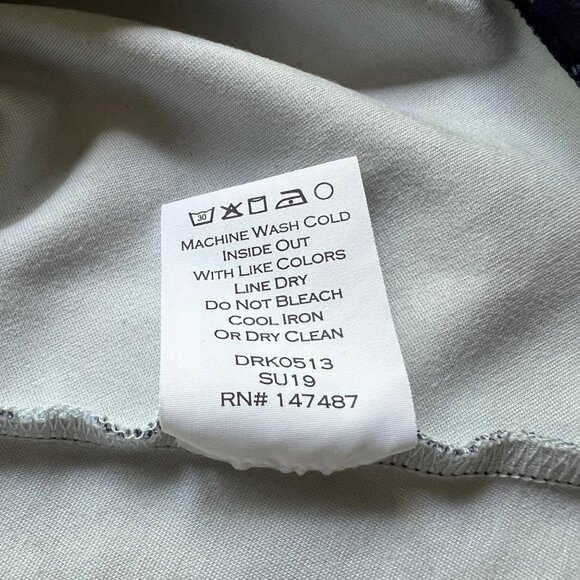 Draper James Size L Navy Blue Floral Print Ponte Knit Short Sleeve A-Line Dress - Picture 5 of 15